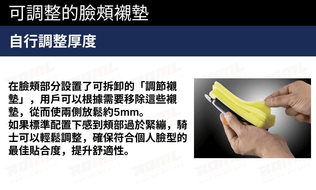 可調節臉頰內襯