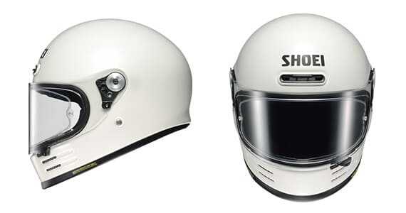 SHOEI Glamster OFF WHITE 米白 Full-Face 全罩 復古 樂高帽 側面與正面各半圖